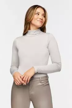 Боди с водолазкой и длинными рукавами Forever 21, серый