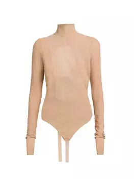 Боди с водолазкой и завязками на спине Nensi Dojaka, цвет beige silver