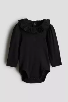 Боди с воланным воротником H&M, черный