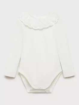 Боди с воротником broderie из хлопка baby lima с воротником broderie Mango, белый