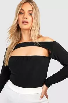 боди с вырезами на плечах Boohoo, черный