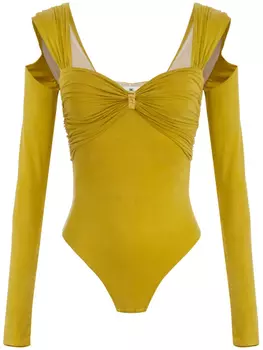 Боди с вырезами на рукавах Elisabetta Franchi, желтый