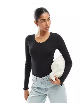 Боди с вырезом-«ажурной вставкой» черного цвета Wednesday's Girl