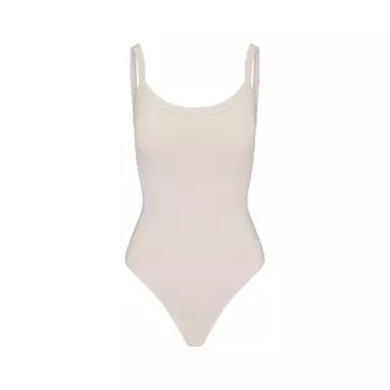 Боди с вырезом-круглым вырезом SKIMS Cotton Jersey, цвет Stone