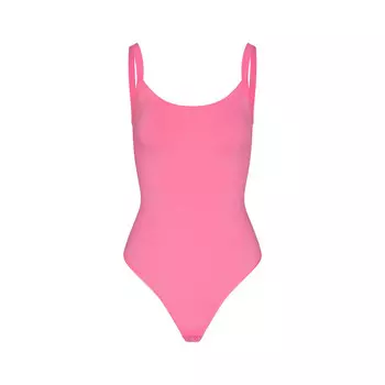 Боди с вырезом-круглым вырезом SKIMS Cotton Jersey, цвет Sugar Pink