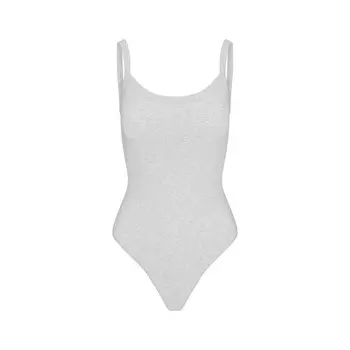 Боди с вырезом-круглым вырезом SKIMS Cotton Jersey, цвет Light Heather Grey