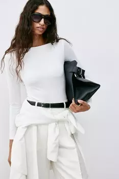 Боди с вырезом «лодочка» H&M, белый