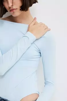 Боди с вырезом лодочкой H&M, голубой