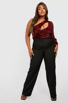 Боди с вырезом на одно плече plus Boohoo, винный