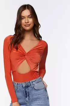 Боди с вырезом спереди Forever 21, ржавый