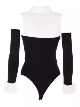 Боди с вышитым логотипом Elisabetta Franchi, черный