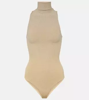 Боди с высоким воротником Fading Shine Wolford, золотой