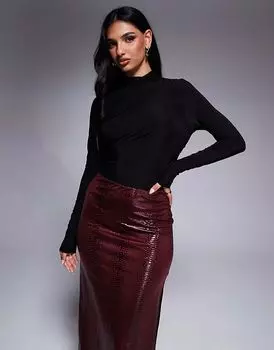 Боди с высокой горловиной и длинными рукавами черного цвета ASOS DESIGN