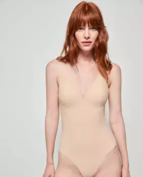 Боди с запахом, без косточек, бесшовное Gisela, цвет Natural