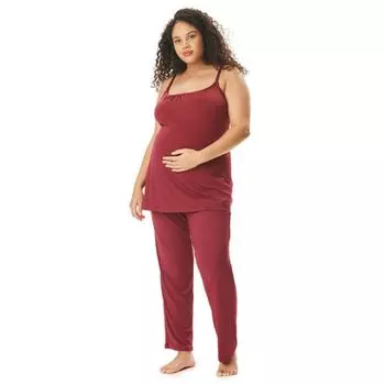 Боди с запахом и складчатые брюки для беременных Motherhood, цвет berry