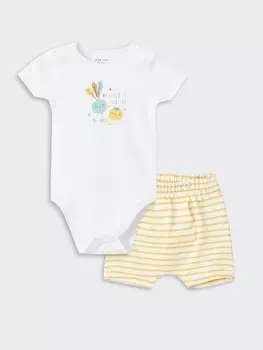 Боди с защелками и шорты с принтом для маленьких мальчиков, комплект из 2 предметов LCW baby