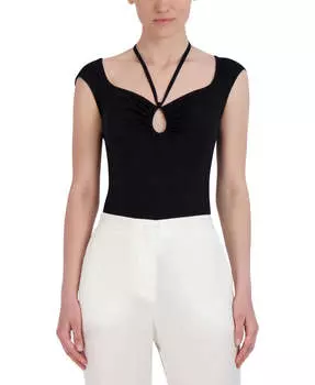 БОДИ С ЗАВЯЗКОЙ-ХАЛТЕРОМ И ВЫРЕЗОМ-ЗАМОЧКОЙ BCBGMAXAZRIA, черный