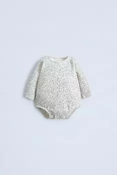 Боди с животным принтом ZARA, экрю