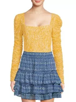 Боди Sanaz с квадратным вырезом Misa Los Angeles, цвет Yellow White