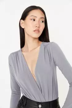 Боди - Серый - Приталенный крой Trendyol, серый