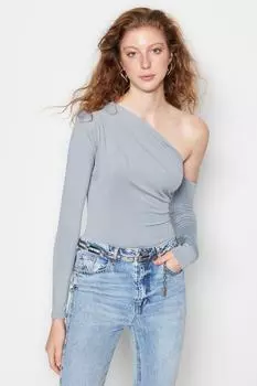 Боди - Серый - Приталенный крой Trendyol, серый