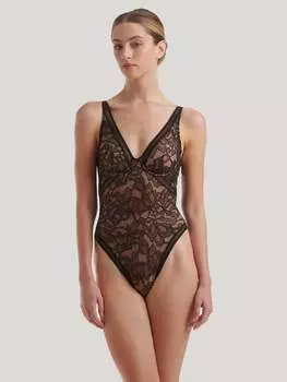 Боди «Сеточки и розы» Wolford, черный