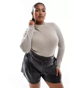 Боди широкой вязки каменно-бежевого цвета ASOS DESIGN Curve