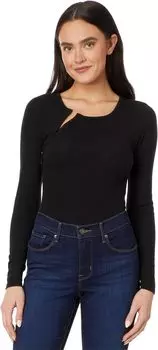 Боди Skin Nan Asymmetric Henley Thong Bodysuit, черный