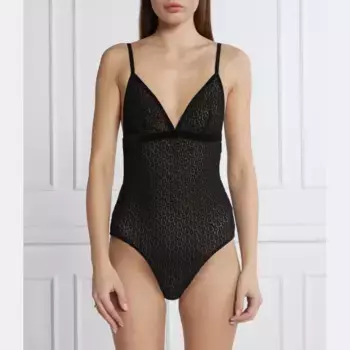 Боди скинни из флока Hugo, черный