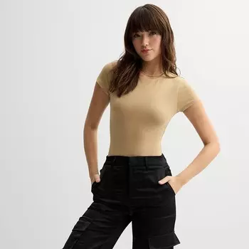 Боди SO для юниоров с круглым вырезом и короткими рукавами, бежевый