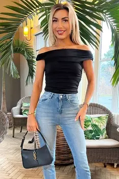 Боди со сборками и драпировкой Ax Paris, черный