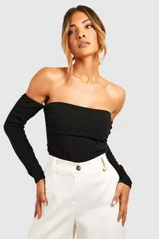 Боди со складками передней части Boohoo, черный