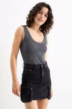 Боди со стразами Clockhouse, серый