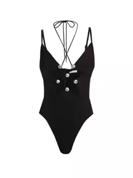 Боди со звездами и вырезами Area, черный