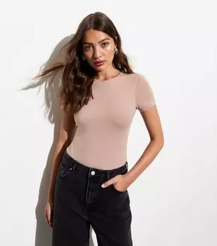 Боди Stone из эластичного хлопка с короткими рукавами New Look, светло-серый