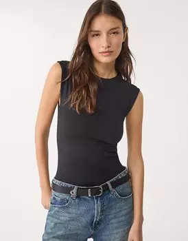 Боди Stradivarius Gathered черного цвета