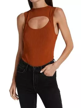 Боди-стринги GOOD AMERICAN в рубчик, оранжевый