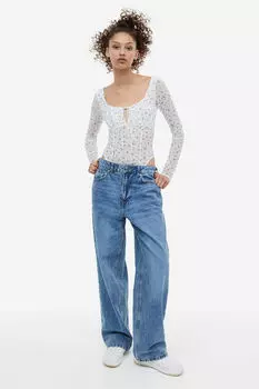 Боди-стринги из сетки H&M, бежевый