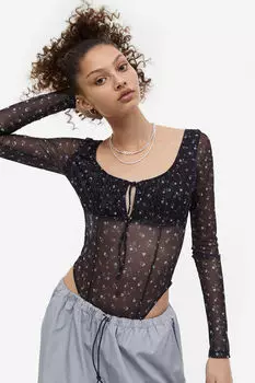 Боди-стринги из сетки H&M, черный