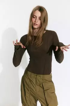 Боди стринги из структурированного трикотажа H&M, зеленый
