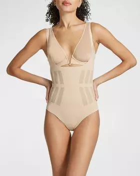 Боди-стринги Luxe Control с открытой грудью Commando, цвет Beige