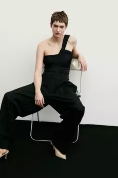 Боди стринги на одно плечо H&M, черный