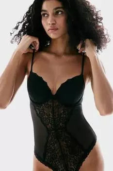 Боди-Стринги push-up из кружева H&M, черный