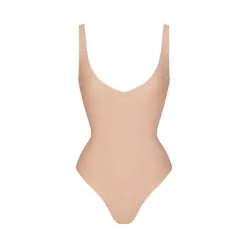 Боди-стринги с глубоким вырезом без подкладки SKIMS Skims Body, цвет Clay