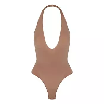 Боди-стринги с глубоким вырезом SKIMS, цвет sienna