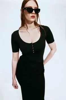 Боди-Стринги с планкой на пуговицах H&M, черный