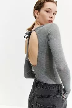 Боди-Стринги со свободной спиной H&M, серый