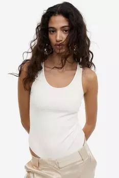 Боди-стринги в рубчик H&M, белый