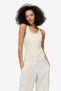 Боди-стринги в рубчик H&M, светло-бежевый