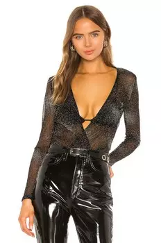 Боди superdown Wilhemina Metallic, цвет Black & Gold